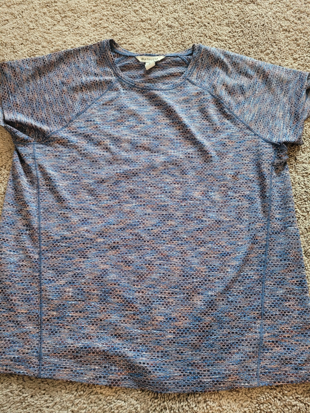 Athleta Blue Heathered Short-Sleeve Knit Top
